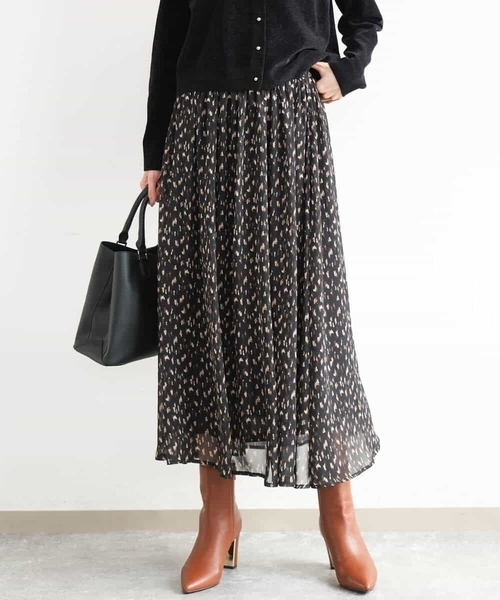 MK MICHEL KLEIN（エムケーミッシェルクラン）の「[洗える]ニュアンスレオパード柄シフォンスカート（スカート・レディース・ベージュ/ブラック・38）」の9枚目の写真