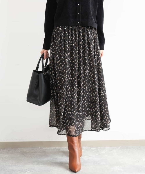 MK MICHEL KLEIN（エムケーミッシェルクラン）の「[洗える]ニュアンスレオパード柄シフォンスカート（スカート・レディース・ベージュ/ブラック・38）」の10枚目の写真