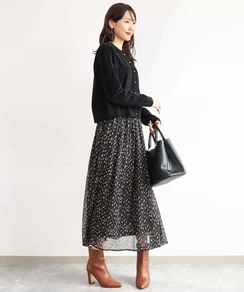 MK MICHEL KLEIN（エムケーミッシェルクラン）の「[洗える]ニュアンスレオパード柄シフォンスカート（スカート・レディース・ベージュ/ブラック・38）」の12枚目の写真