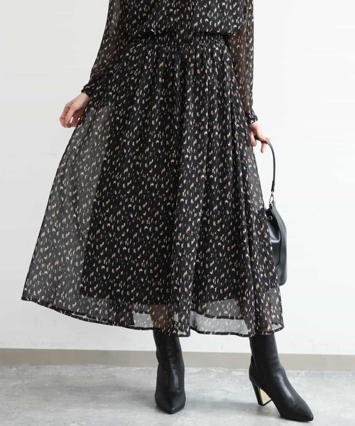 MK MICHEL KLEIN（エムケーミッシェルクラン）の「[洗える]ニュアンスレオパード柄シフォンスカート（スカート・レディース・ベージュ/ブラック・38）」の14枚目の写真