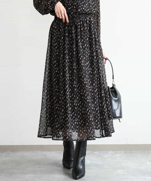 MK MICHEL KLEIN（エムケーミッシェルクラン）の「[洗える]ニュアンスレオパード柄シフォンスカート（スカート・レディース・ベージュ/ブラック・38）」の15枚目の写真