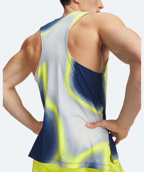 UNDER ARMOUR(アンダーアーマー)の「UAベロシティプロ プリント シングレット(ランニング/メンズ)(タンクトップ・メンズ・ブルー系・L/M/XL/S)」の7枚目の写真
