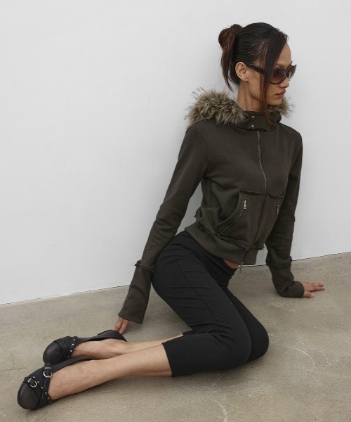 BLACKUP（ブラックアップ）の「[MADE] アヌスファージップアップフーディ（パーカー・レディース・ベージュ/チャコール・SMALL/MEDIUM）」の9枚目の写真