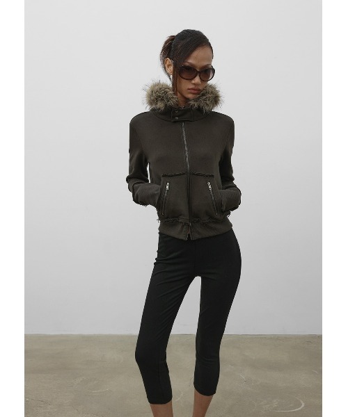 BLACKUP（ブラックアップ）の「[MADE] アヌスファージップアップフーディ（パーカー・レディース・ベージュ/チャコール・SMALL/MEDIUM）」の17枚目の写真