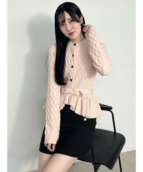 MERCURYDUO（マーキュリーデュオ）の「ペプラムニットドッキングミニワンピース（ワンピース・レディース・アイボリー/ライトグレー/ピンク・FREE）」の3枚目の写真