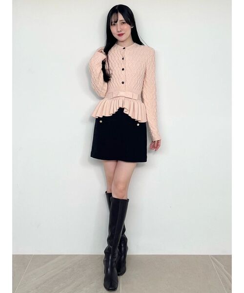 MERCURYDUO（マーキュリーデュオ）の「ペプラムニットドッキングミニワンピース（ワンピース・レディース・アイボリー/ライトグレー/ピンク・FREE）」の21枚目の写真