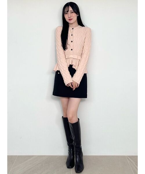 MERCURYDUO（マーキュリーデュオ）の「ペプラムニットドッキングミニワンピース（ワンピース・レディース・アイボリー/ライトグレー/ピンク・FREE）」の14枚目の写真