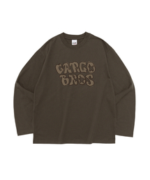 ヴィンテージバブルレタリングロングスリーブTシャツ(カーキ)