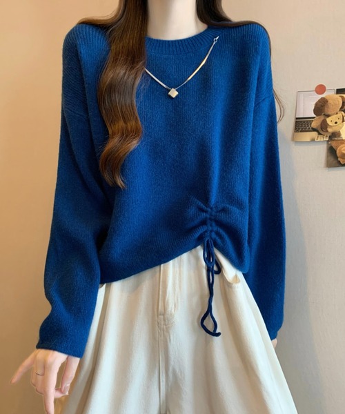 LUCPY(ラクピー)の「ドロストデザインルーズニットプルオーバー(その他トップス・レディース・アイボリー/ホワイト/レッド/ブルー/ベージュ・FREE)」の4枚目の写真