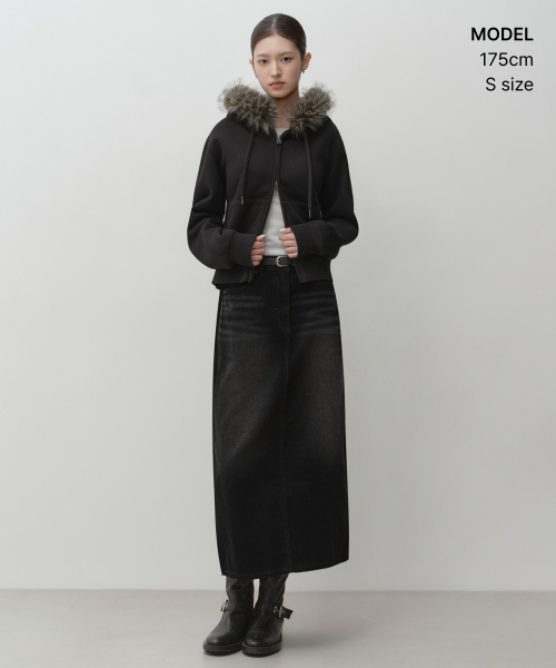 MUSINSA STANDARD WOMAN（ムシンサスタンダードウーマン）の「ウィメンズフェイデッド11Wコーデュロイマキシスカート[ブラック]（スカート・レディース・その他・LARGE/MEDIUM/SMALL/X-SMALL）」の2枚目の写真
