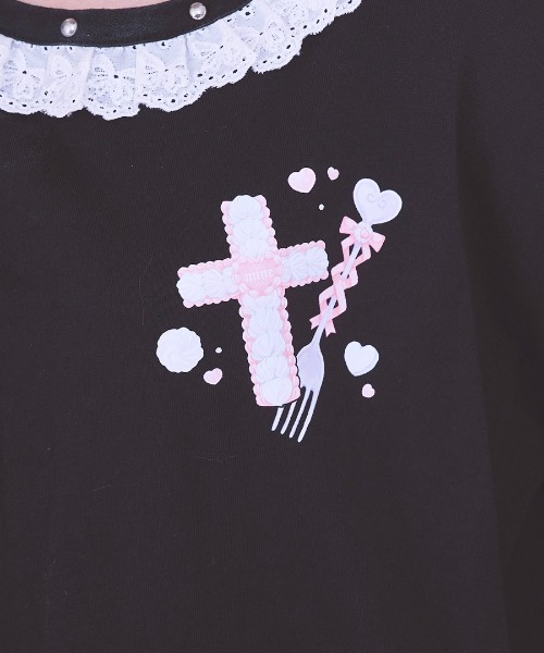 mine by LAFARY(マインバイラファリー)の「Sugar Addiction ロングTシャツ(Tシャツ/カットソー・レディース・ブラック/ピンク/ホワイト・FREE)」の18枚目の写真