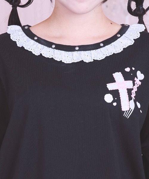 mine by LAFARY(マインバイラファリー)の「Sugar Addiction ロングTシャツ(Tシャツ/カットソー・レディース・ブラック/ピンク/ホワイト・FREE)」の19枚目の写真