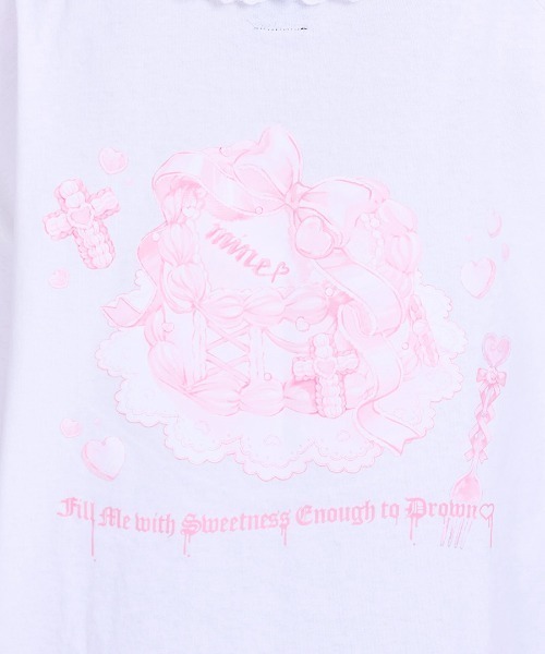 mine by LAFARY(マインバイラファリー)の「Sugar Addiction ロングTシャツ(Tシャツ/カットソー・レディース・ブラック/ピンク/ホワイト・FREE)」の16枚目の写真