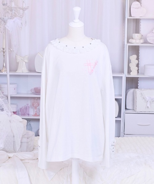 mine by LAFARY(マインバイラファリー)の「Sugar Addiction ロングTシャツ(Tシャツ/カットソー・レディース・ブラック/ピンク/ホワイト・FREE)」の14枚目の写真
