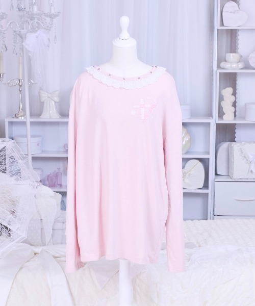 mine by LAFARY(マインバイラファリー)の「Sugar Addiction ロングTシャツ(Tシャツ/カットソー・レディース・ブラック/ピンク/ホワイト・FREE)」の11枚目の写真
