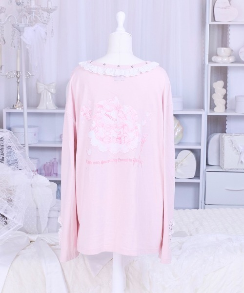 mine by LAFARY(マインバイラファリー)の「Sugar Addiction ロングTシャツ(Tシャツ/カットソー・レディース・ブラック/ピンク/ホワイト・FREE)」の9枚目の写真