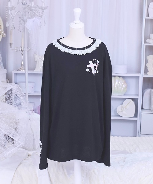 mine by LAFARY(マインバイラファリー)の「Sugar Addiction ロングTシャツ(Tシャツ/カットソー・レディース・ブラック/ピンク/ホワイト・FREE)」の8枚目の写真
