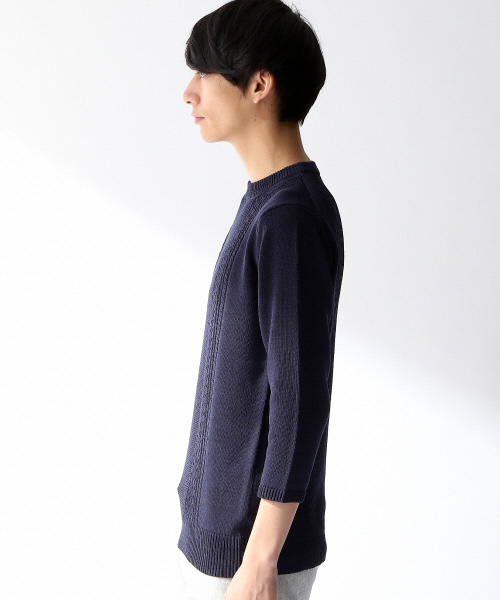 ABAHOUSE(アバハウス)の「シルケットコードリンクスニットTシャツ 7分袖(ニット/セーター・メンズ・ホワイト/カーキ/ネイビー・44/46/48)」の10枚目の写真