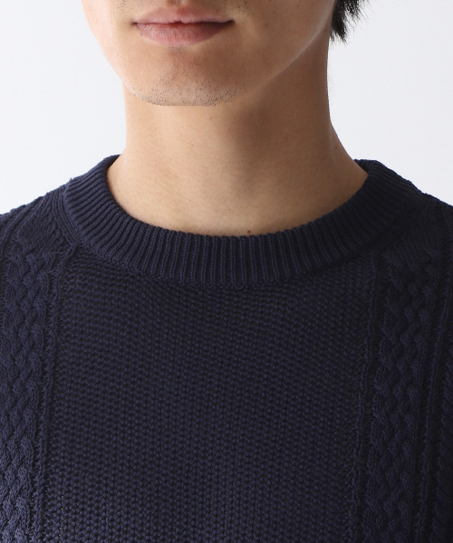 ABAHOUSE(アバハウス)の「シルケットコードリンクスニットTシャツ 7分袖(ニット/セーター・メンズ・ホワイト/カーキ/ネイビー・44/46/48)」の12枚目の写真