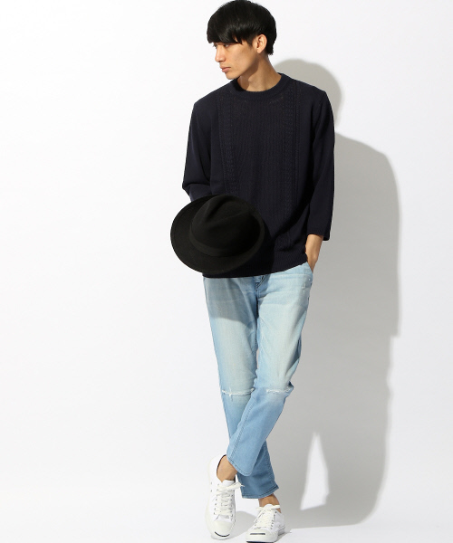 ABAHOUSE(アバハウス)の「シルケットコードリンクスニットTシャツ 7分袖(ニット/セーター・メンズ・ホワイト/カーキ/ネイビー・44/46/48)」の16枚目の写真