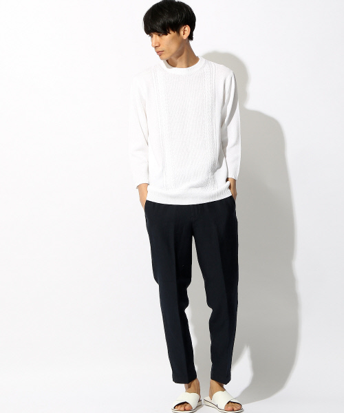 ABAHOUSE(アバハウス)の「シルケットコードリンクスニットTシャツ 7分袖(ニット/セーター・メンズ・ホワイト/カーキ/ネイビー・44/46/48)」の17枚目の写真