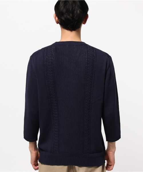 ABAHOUSE(アバハウス)の「シルケットコードリンクスニットTシャツ 7分袖(ニット/セーター・メンズ・ホワイト/カーキ/ネイビー・44/46/48)」の7枚目の写真