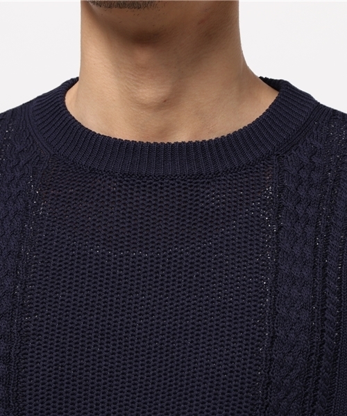 ABAHOUSE(アバハウス)の「シルケットコードリンクスニットTシャツ 7分袖(ニット/セーター・メンズ・ホワイト/カーキ/ネイビー・44/46/48)」の8枚目の写真