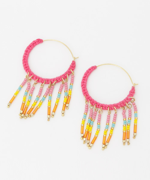 チャイハネ(チャイハネ)の「【チャイハネ】ビージェフープピアス(ピアス(両耳用)・レディース・ブルー/ピンク/ホワイト/グリーン・FREE)」の1枚目の写真