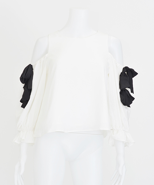 MICOAMERI(ミコアメリ)の「ダブルリボンブラウス(シャツ/ブラウス・レディース・ホワイト/ブラック・FREE)」の11枚目の写真