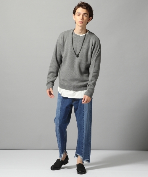 HARE（ハレ）の「デザインニットプルオーバー(HARE)（ニット/セーター・メンズ・ネイビー/オフホワイト/トップグレー・SMALL/MEDIUM/LARGE）」の4枚目の写真