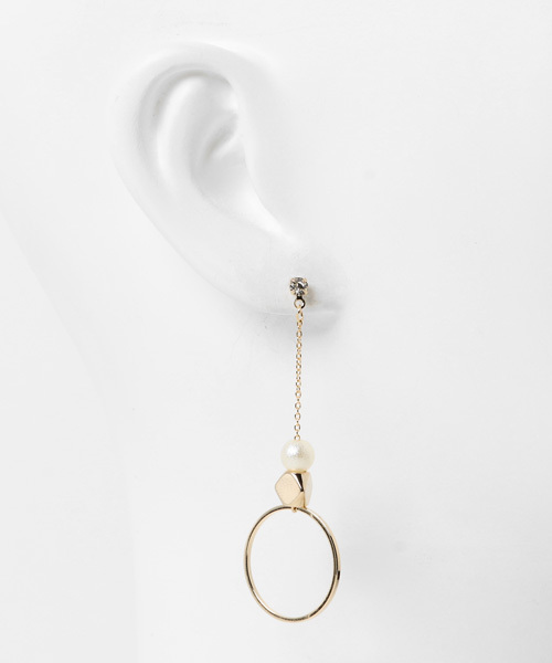 PLAIN CLOTHING（プレーンクロージング）の「チェーンリングピアス【PLAIN CLOTHING】（ピアス（両耳用）・レディース・ゴールド・FREE）」の4枚目の写真