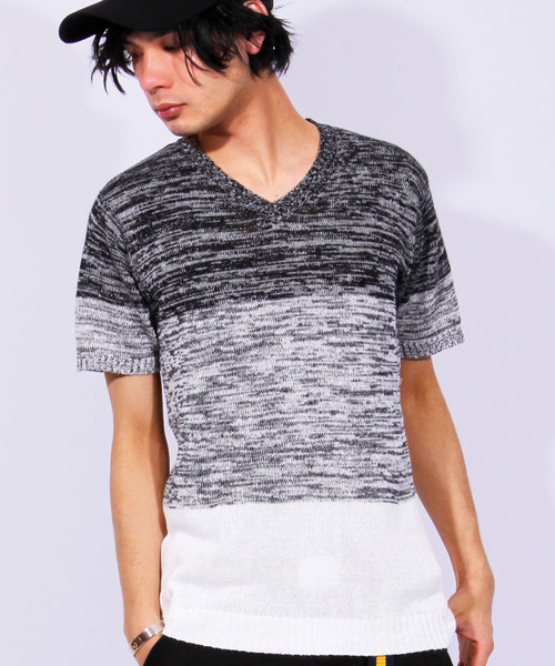 8(eight)(エイト)の「ボーダー サマーニット 半袖Tシャツ 麻 リネン(Tシャツ/カットソー・メンズ・ベージュ/ブラック/ブルー/ネイビー・LARGE/MEDIUM/X-LARGE)」の2枚目の写真