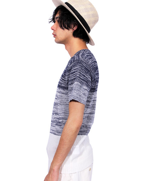 8(eight)(エイト)の「ボーダー サマーニット 半袖Tシャツ 麻 リネン(Tシャツ/カットソー・メンズ・ベージュ/ブラック/ブルー/ネイビー・LARGE/MEDIUM/X-LARGE)」の21枚目の写真