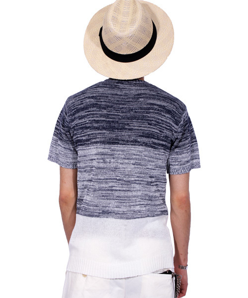 8(eight)(エイト)の「ボーダー サマーニット 半袖Tシャツ 麻 リネン(Tシャツ/カットソー・メンズ・ベージュ/ブラック/ブルー/ネイビー・LARGE/MEDIUM/X-LARGE)」の22枚目の写真