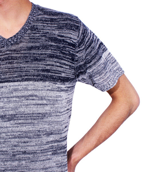 8(eight)(エイト)の「ボーダー サマーニット 半袖Tシャツ 麻 リネン(Tシャツ/カットソー・メンズ・ベージュ/ブラック/ブルー/ネイビー・LARGE/MEDIUM/X-LARGE)」の14枚目の写真