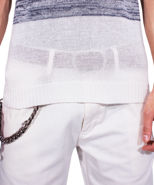 8(eight)(エイト)の「ボーダー サマーニット 半袖Tシャツ 麻 リネン(Tシャツ/カットソー・メンズ・ベージュ/ブラック/ブルー/ネイビー・LARGE/MEDIUM/X-LARGE)」の16枚目の写真