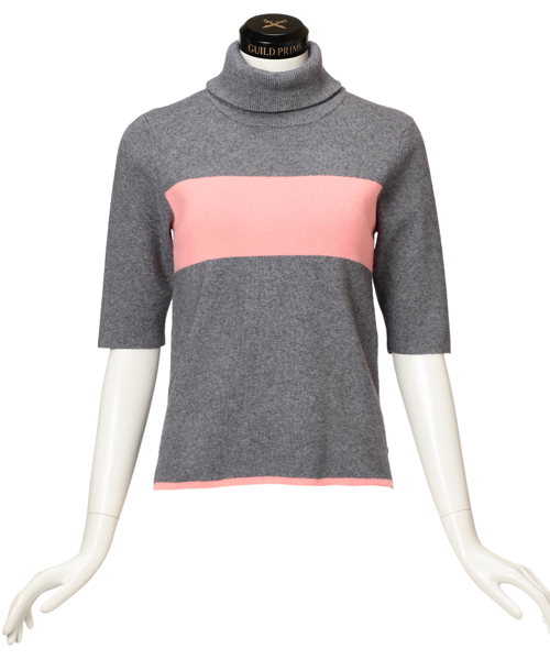 GUILD PRIME（ギルドプライム）の「◆雑誌掲載◆【GUILD PRIME】WOMENS ハーフスリーブリブタートルニット（ニット/セーター・レディース・ブラック/グレー・36/34）」の3枚目の写真