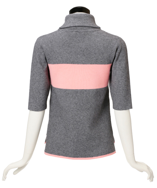 GUILD PRIME（ギルドプライム）の「◆雑誌掲載◆【GUILD PRIME】WOMENS ハーフスリーブリブタートルニット（ニット/セーター・レディース・ブラック/グレー・36/34）」の4枚目の写真