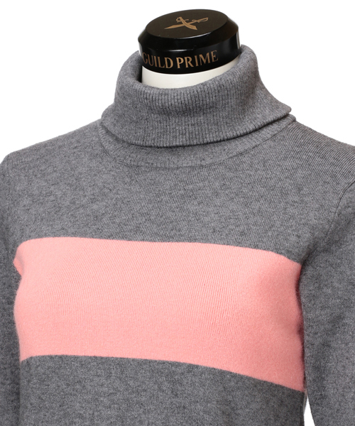 GUILD PRIME（ギルドプライム）の「◆雑誌掲載◆【GUILD PRIME】WOMENS ハーフスリーブリブタートルニット（ニット/セーター・レディース・ブラック/グレー・36/34）」の5枚目の写真