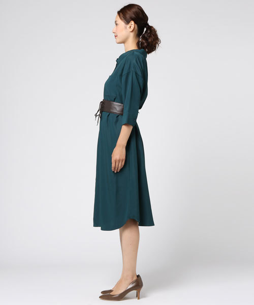 NATURAL BEAUTY BASIC（ナチュラルビューティーベーシック）の「ベルト付フォルムシャツワンピース（シャツワンピース・レディース・グリーン/ダークベージュ/ピンク・SMALL/MEDIUM）」の5枚目の写真