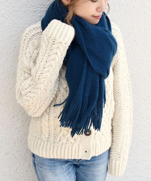 Khaju（カージュ）の「Khaju:キモウソリッドストール◇（ストール/ショール・レディース・パープル/ナチュラル/ライトグレー/ベージュ/イエロー/ネイビー/オレンジ・ONE SIZE）」の8枚目の写真