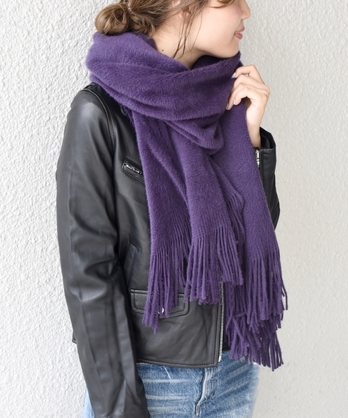 Khaju（カージュ）の「Khaju:キモウソリッドストール◇（ストール/ショール・レディース・パープル/ナチュラル/ライトグレー/ベージュ/イエロー/ネイビー/オレンジ・ONE SIZE）」の5枚目の写真