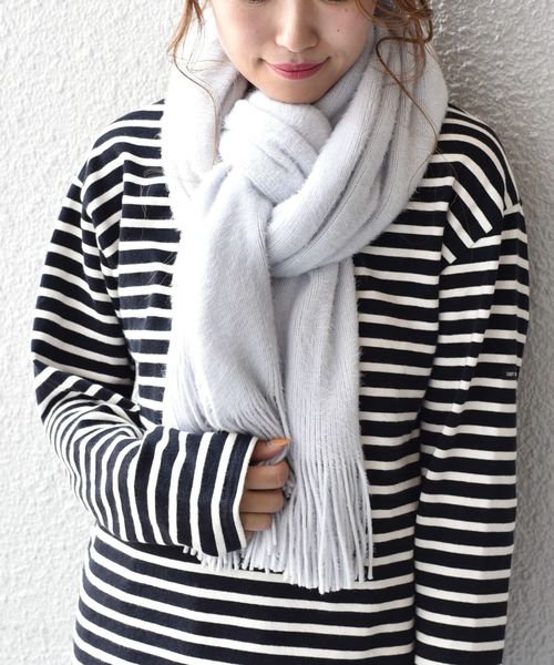 Khaju（カージュ）の「Khaju:キモウソリッドストール◇（ストール/ショール・レディース・パープル/ナチュラル/ライトグレー/ベージュ/イエロー/ネイビー/オレンジ・ONE SIZE）」の18枚目の写真