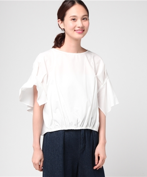 12Twelve Agenda（トゥエルブ　アジェンダ）の「TCブロード切替フレアスリーブブラウス（シャツ/ブラウス・レディース・ネイビー/オフホワイト・M）」の2枚目の写真