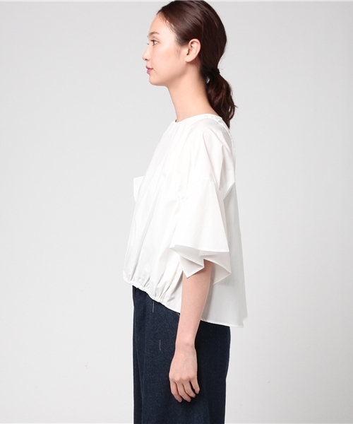12Twelve Agenda（トゥエルブ　アジェンダ）の「TCブロード切替フレアスリーブブラウス（シャツ/ブラウス・レディース・ネイビー/オフホワイト・M）」の4枚目の写真