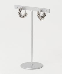 【marinaJEWELRY】SILVER square metal*wrapped hoop earring