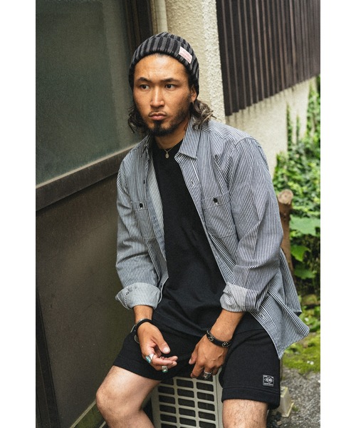 BIG MIKE(ビッグマイク)の「BIG MIKE ビックマイク/ ヒッコリー ストライプ 長袖ワークシャツ //// 101815005(シャツ/ブラウス・メンズ・ネイビー/ホワイト×ネイビー/サックスブルー/ベージュ/ストライプ・LARGE/MEDIUM/X-LARGE)」の21枚目の写真