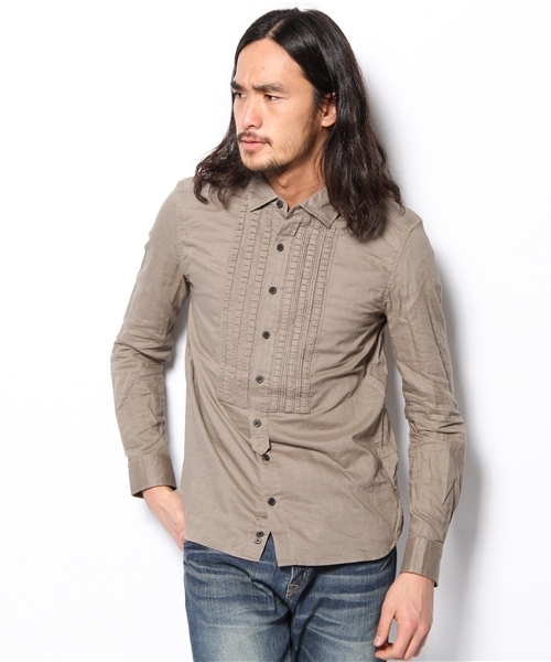 HAMNETT(ハムネット)の「【HAMNETT】 ダイヤピンタック(シャツ/ブラウス・メンズ・グレイッシュベージュ/ベージュ・MEDIUM/LARGE)」の1枚目の写真