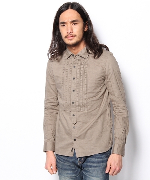 HAMNETT(ハムネット)の「【HAMNETT】 ダイヤピンタック(シャツ/ブラウス・メンズ・グレイッシュベージュ/ベージュ・MEDIUM/LARGE)」の3枚目の写真