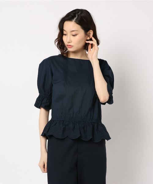 PREFERIR（プレフェリール）の「アイレット刺繍 綿レース ブラウス【テレビ東京・モーニングクロス番組着用】（シャツ/ブラウス・レディース・ホワイト/ネイビー/オレンジ・MEDIUM）」の15枚目の写真